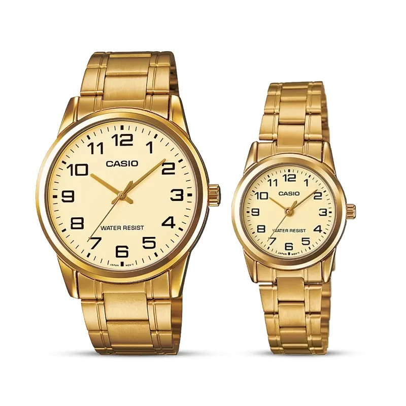 Casio Gold Dial Gold-tone Couple Watch | MTP/LTP-V001G-9B